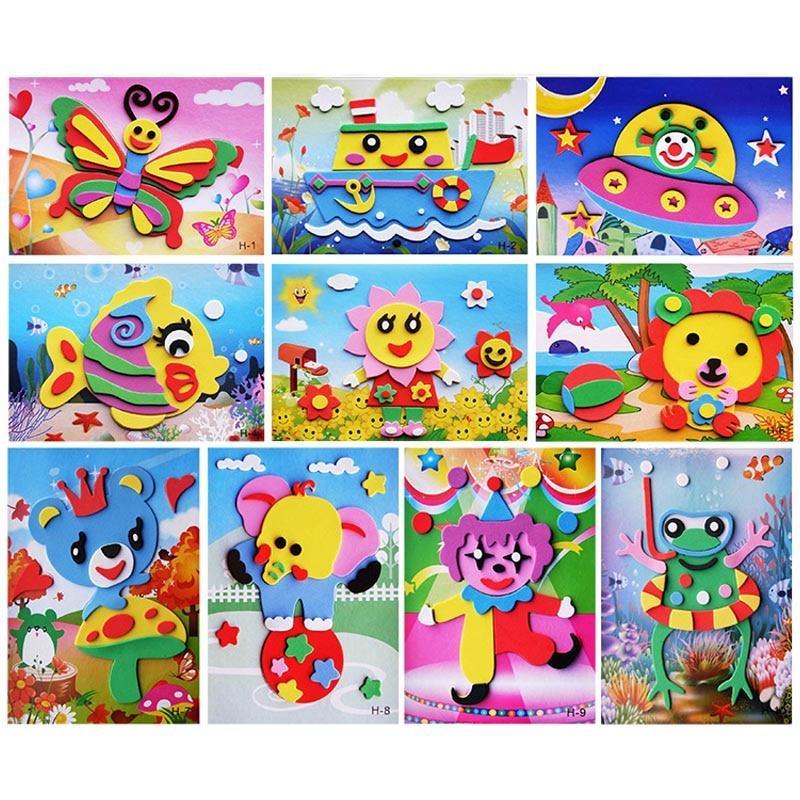 Set of colorful children's foam stickers with various designs on a white background.
