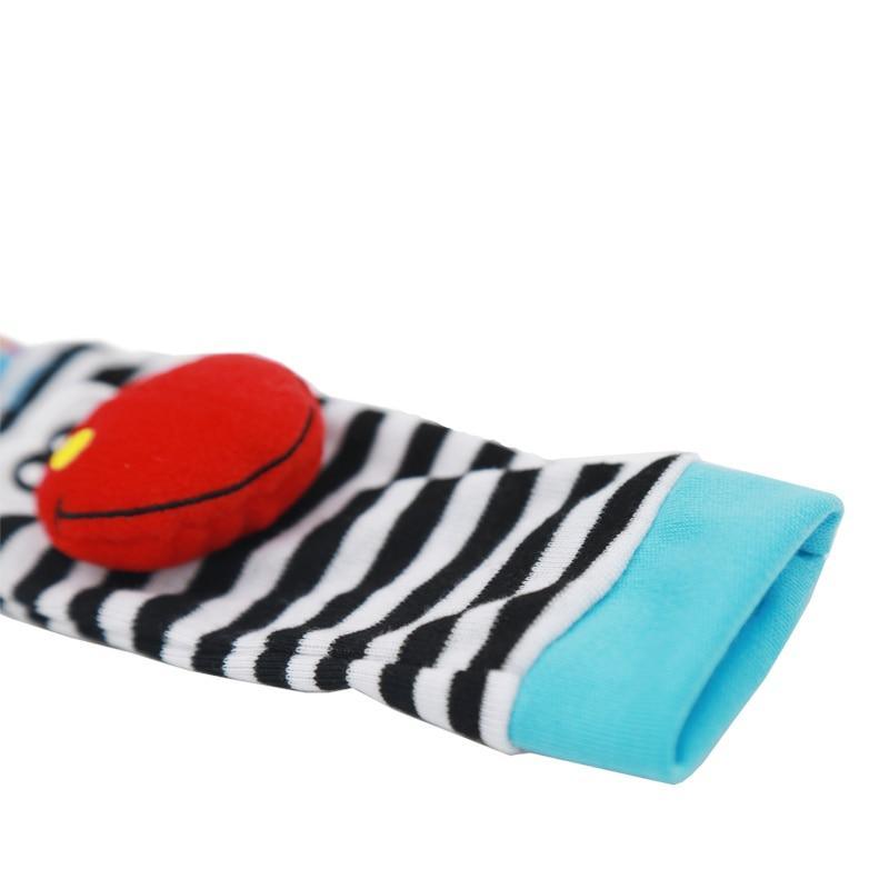 Baby Wrist Rattles & Foot Finder Socks Set – Soft Animal Infant Toy