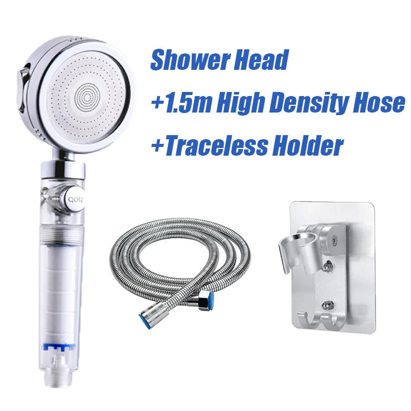 High Pressure Filtered Shower Head | 3 Spray Modes, Water-Saving, Chrome Finish