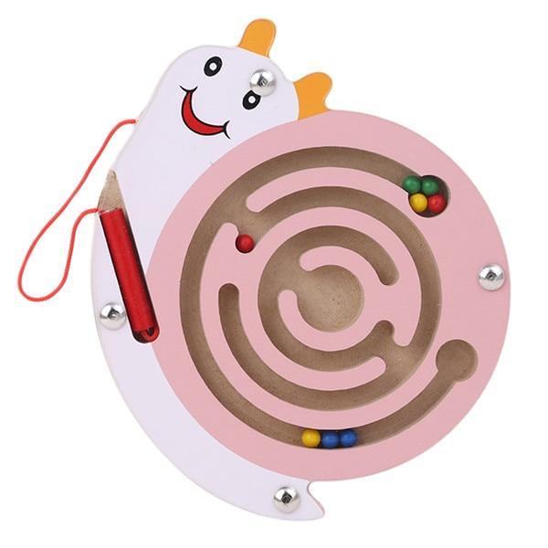 Children's maze toy with a cartoon character on a white background
