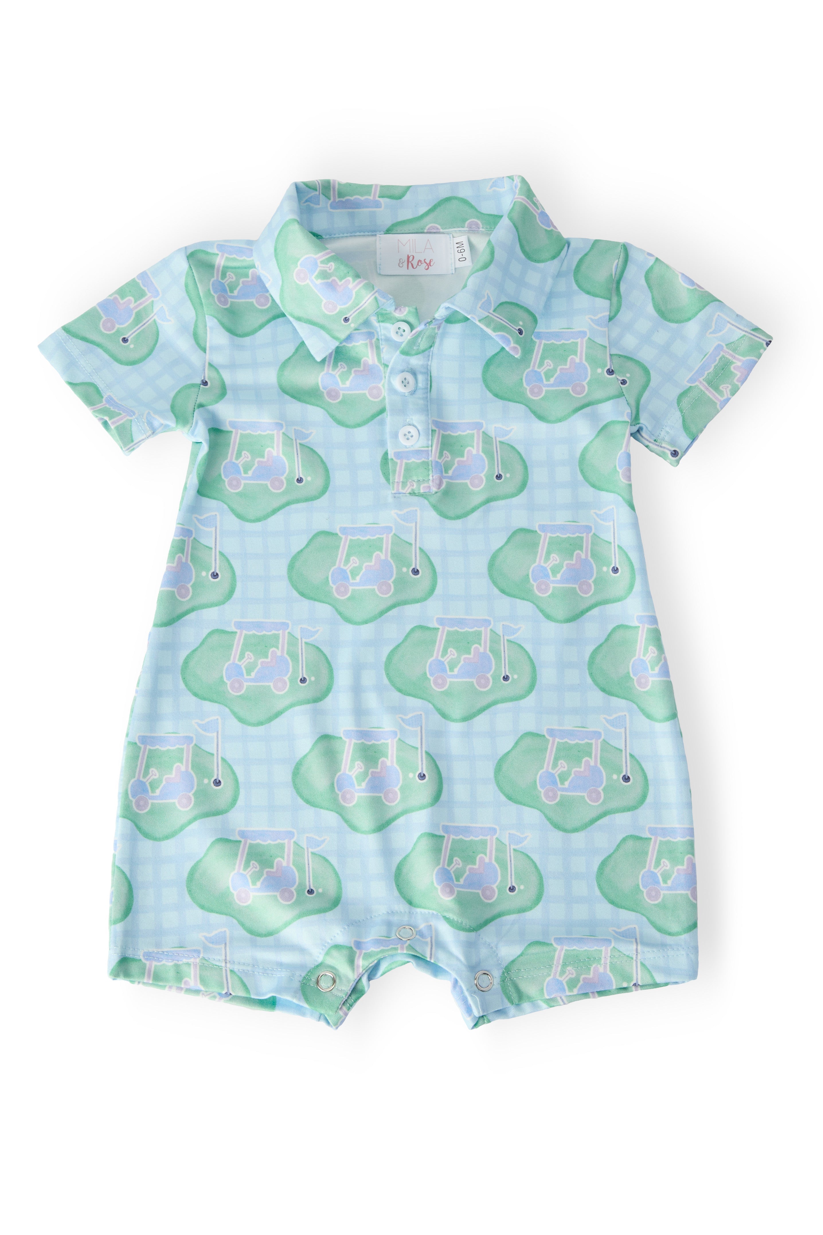 Shorty One-Piece Baby Romper | Golf Collection | Soft Summer Snap Closure