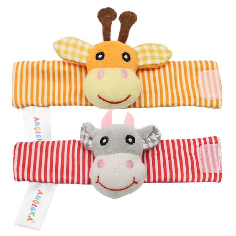 Baby Wrist Rattles & Foot Finder Socks Set – Soft Animal Infant Toy