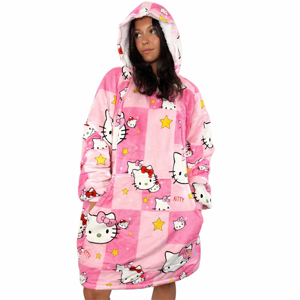 Kawaii Cute Tragbare Decken-Kapuzenpullover — Rosa & Süß Premium 2,5 lb Sherpa