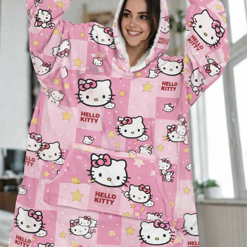 Kawaii Cute Tragbare Decken-Kapuzenpullover — Rosa & Süß Premium 2,5 lb Sherpa