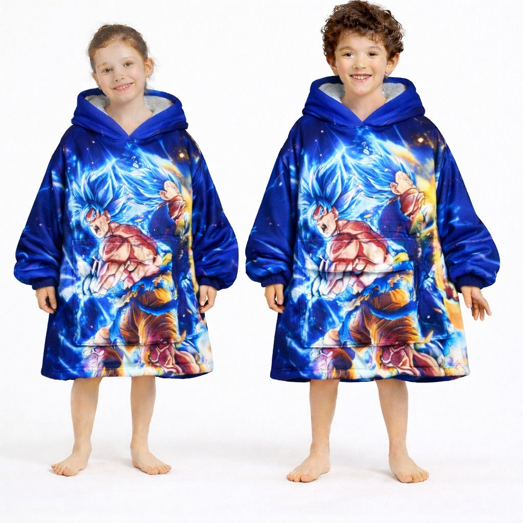 Ultra Instinct Anime tragbare Decke Hoodie – Premium 2,5 lb Sherpa