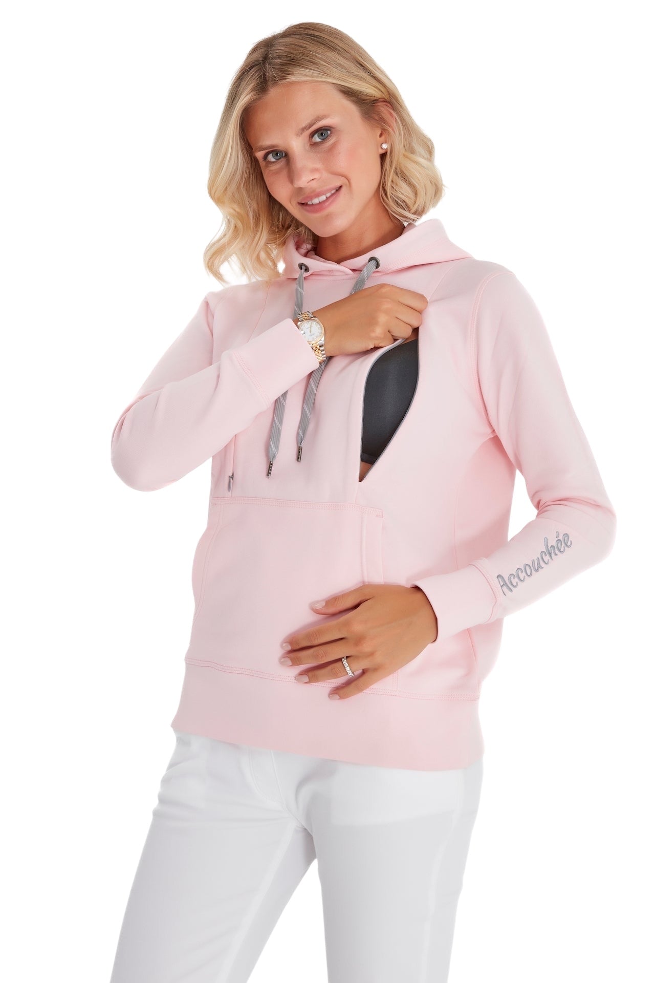 Schwangerschafts- & Still-Hoodie – Baumwoll-Sweatshirt mit doppeltem Reißverschluss für Schwangerschaft und Stillzeit
