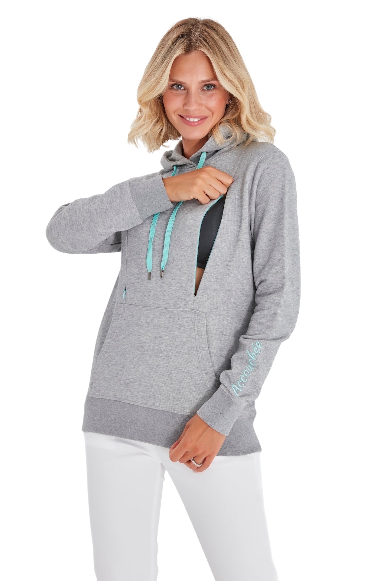 Maternity & Nursing Hoodie – Dual Zip Cotton Bump & Nursing Sweatshirt