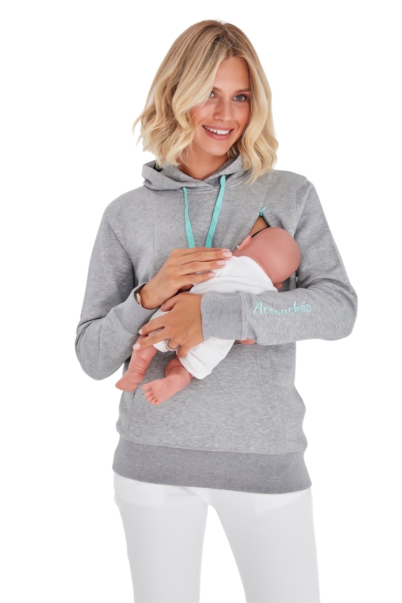 Schwangerschafts- & Still-Hoodie – Baumwoll-Sweatshirt mit doppeltem Reißverschluss für Schwangerschaft und Stillzeit