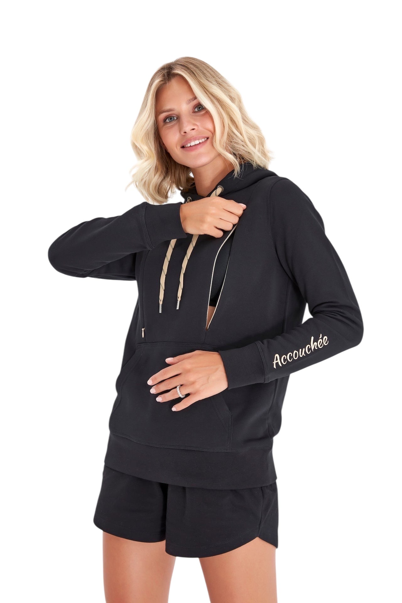 Schwangerschafts- & Still-Hoodie – Baumwoll-Sweatshirt mit doppeltem Reißverschluss für Schwangerschaft und Stillzeit