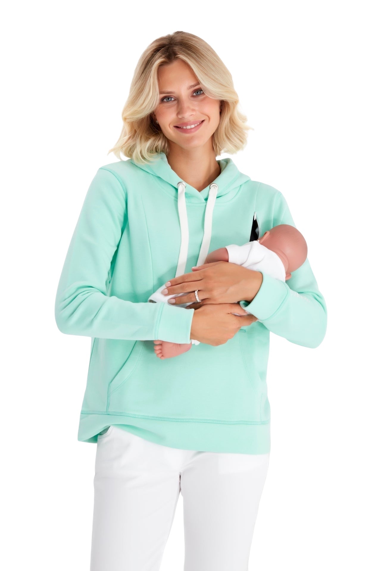 Schwangerschafts- & Still-Hoodie – Baumwoll-Sweatshirt mit doppeltem Reißverschluss für Schwangerschaft und Stillzeit