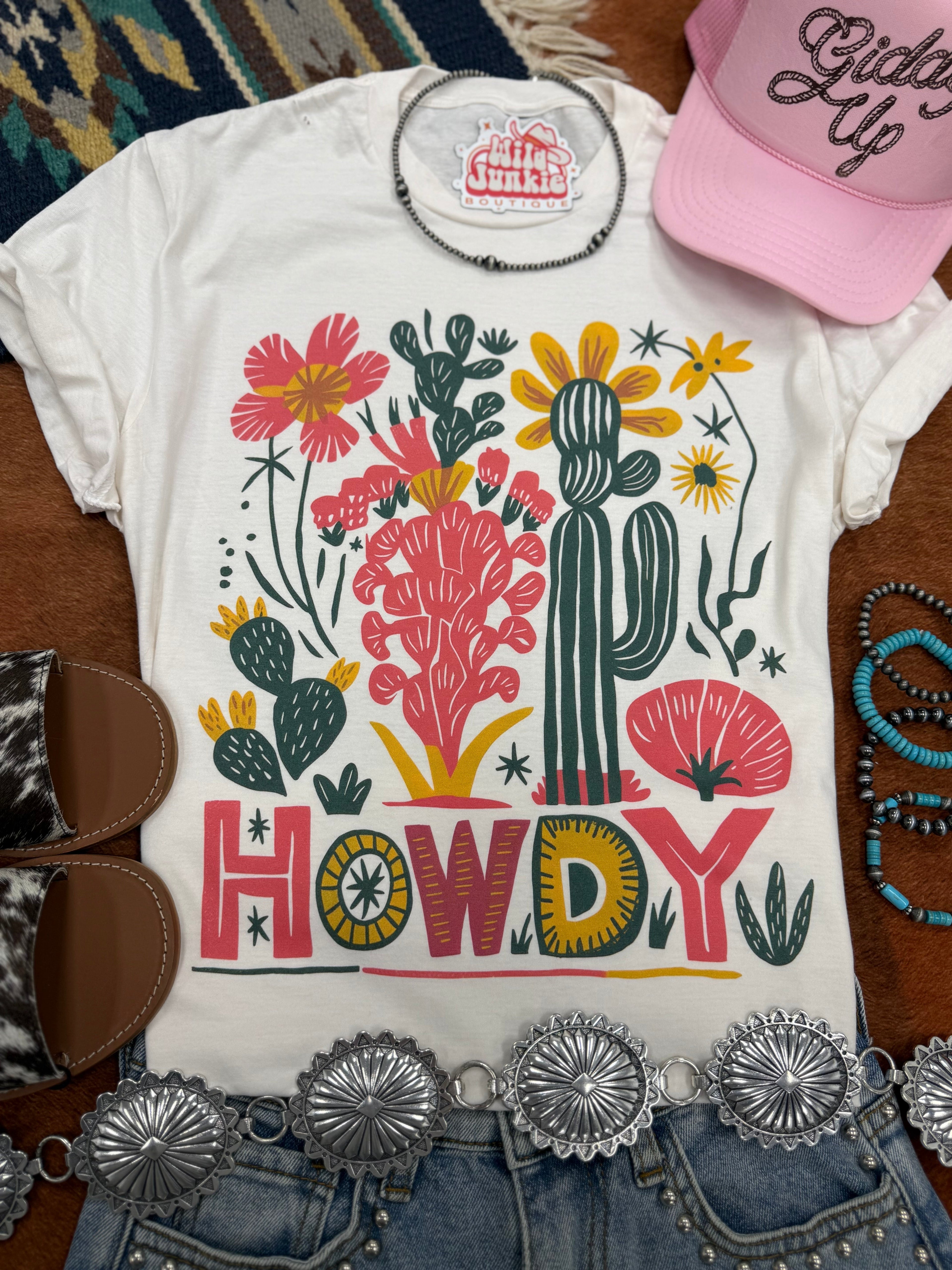Desert Bloom Howdy Graphic Tee — Unisex Cotton Tee