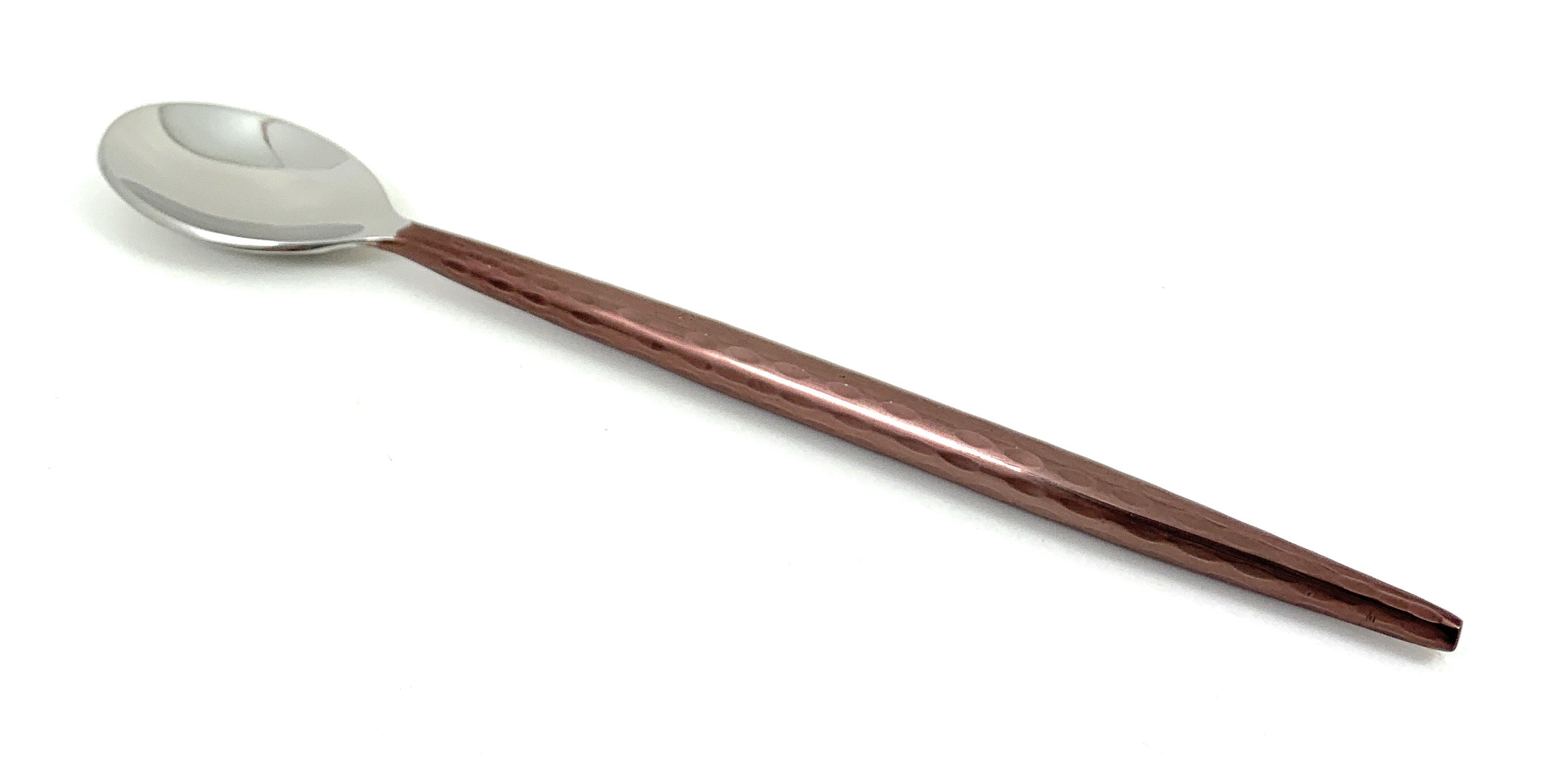 Spoon with a wooden handle on a white background