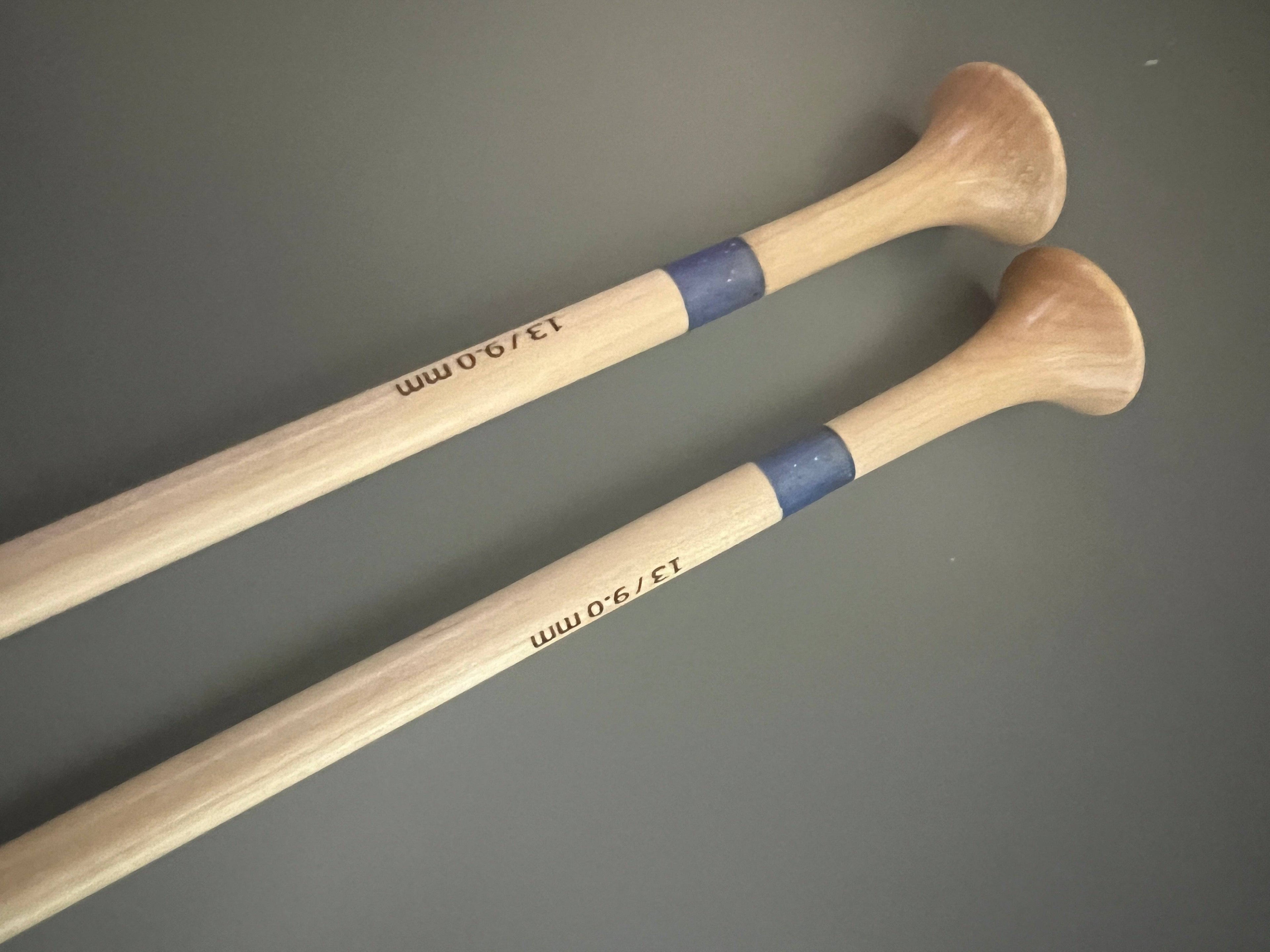 Purple Glitter Resin & Maple Knitting Needles | Handcrafted Straight Needles 12"