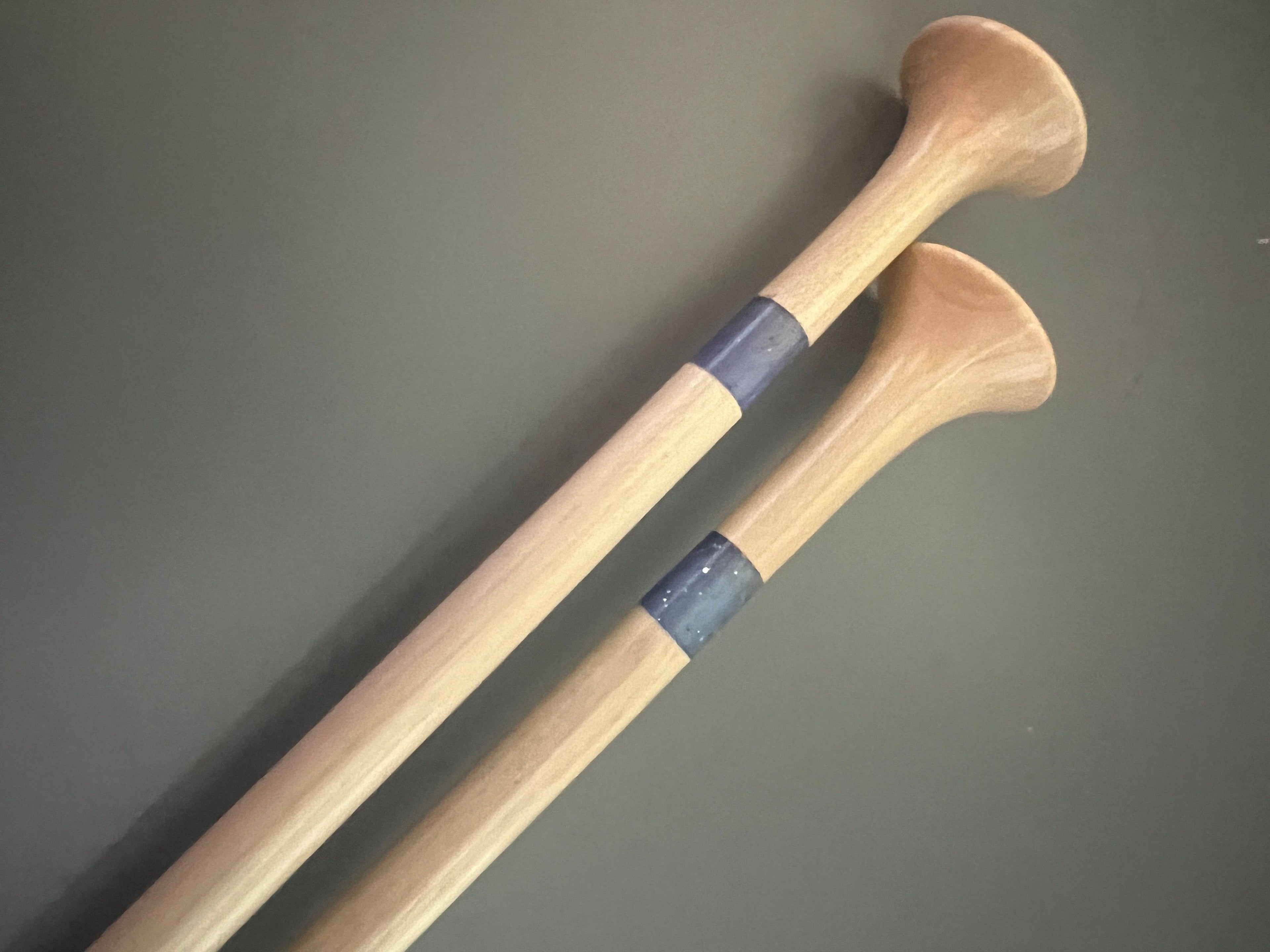 Purple Glitter Resin & Maple Knitting Needles | Handcrafted Straight Needles 12"