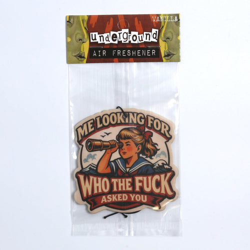 Air freshener packaging with a graphic design and text on a white background