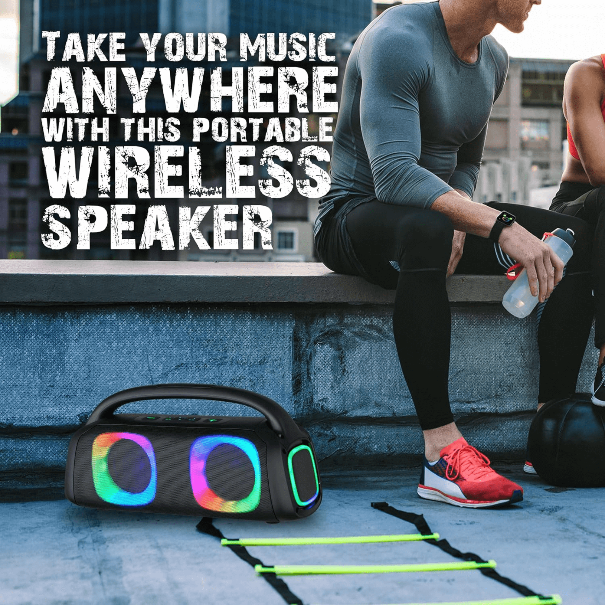 IQ Sound Portable Bluetooth Speaker with RGB Lights & TWS Stereo Sound