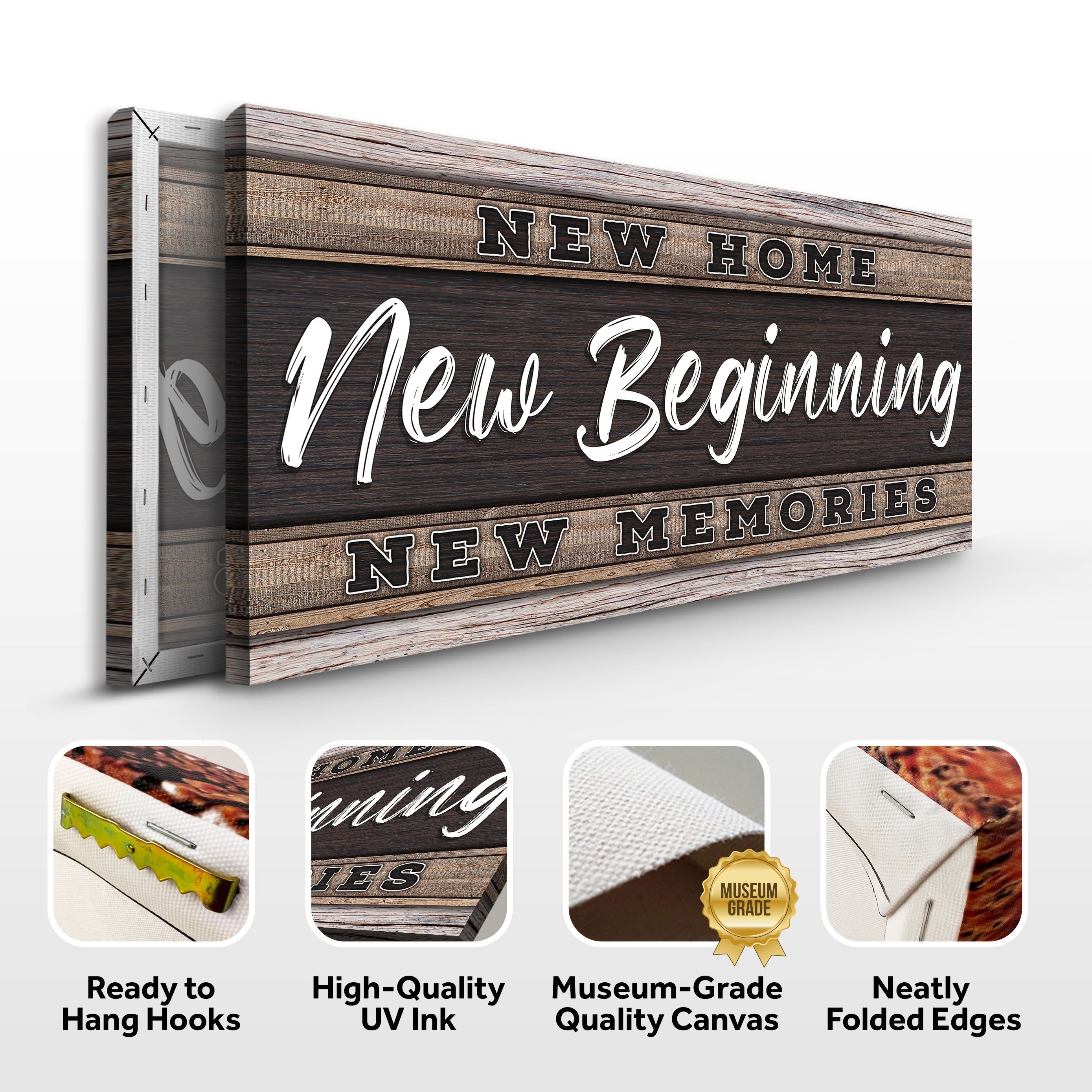 "New Home, New Beginning" Canvas Wall Art | Handcrafted | 3 Sizes | Ready to Hang