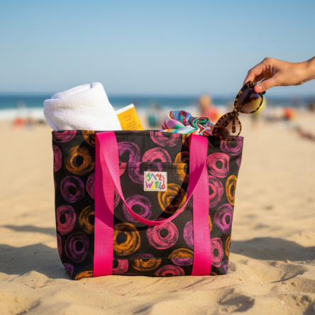 Jams World Lined Tote Bag – Neon Donuts