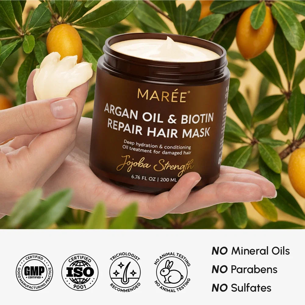 Marée® Argan Oil & Biotin Hair Repair Mask | Frizz Control & Strength