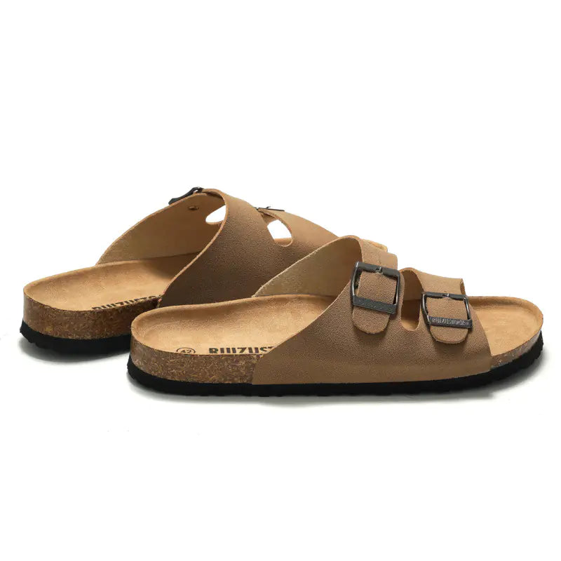 Men's & Women's Cork-Style Beach Sandals – Lightweight PU Slip-On | Sizes 35–45