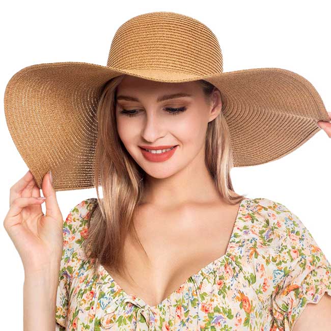 Solid Floppy Straw Sun Hat – Wide Brim, UV Protection, Packable & Crushable