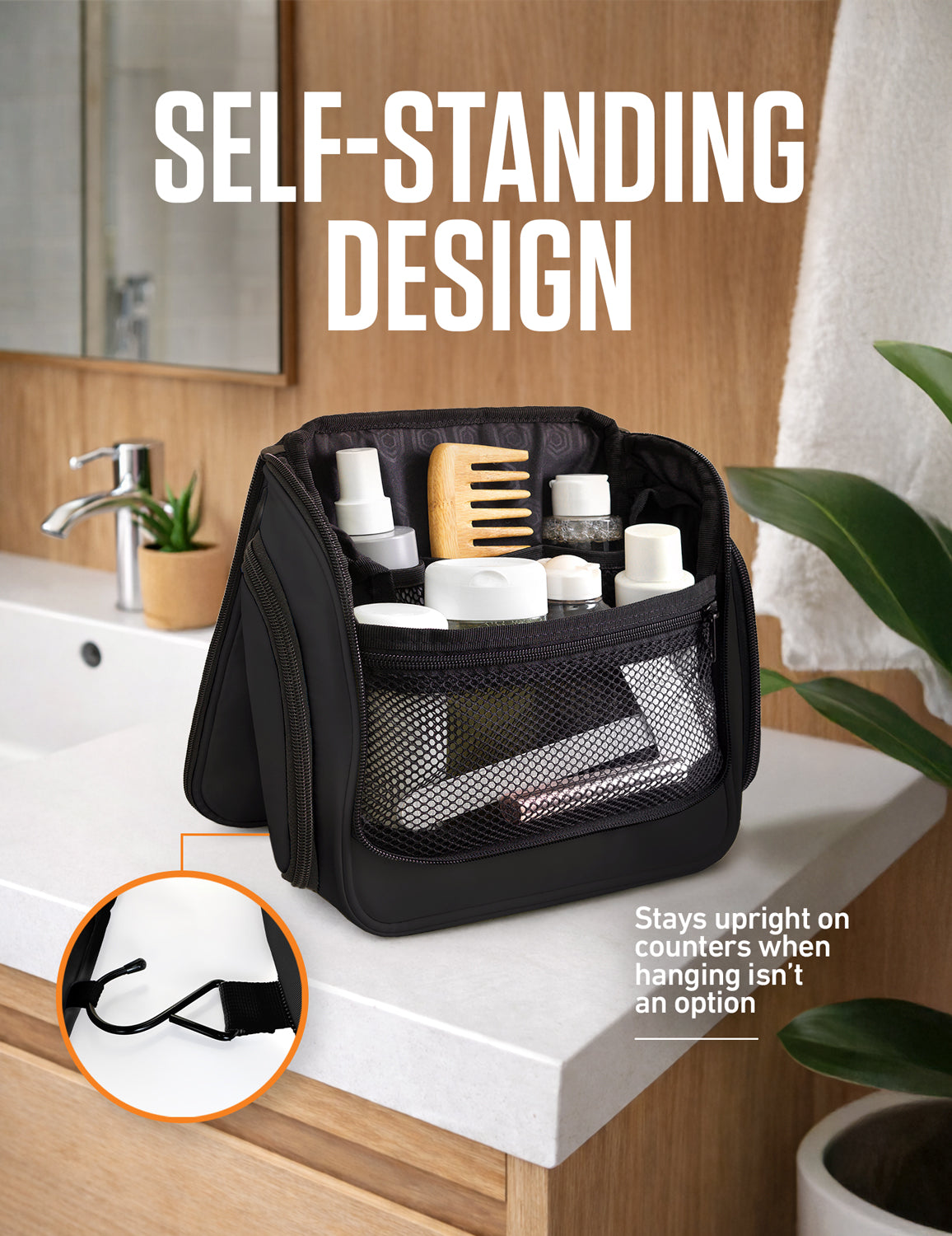 Unisex Hanging Toiletry Bag – Water-Resistant, TSA Bag & Swivel Hook