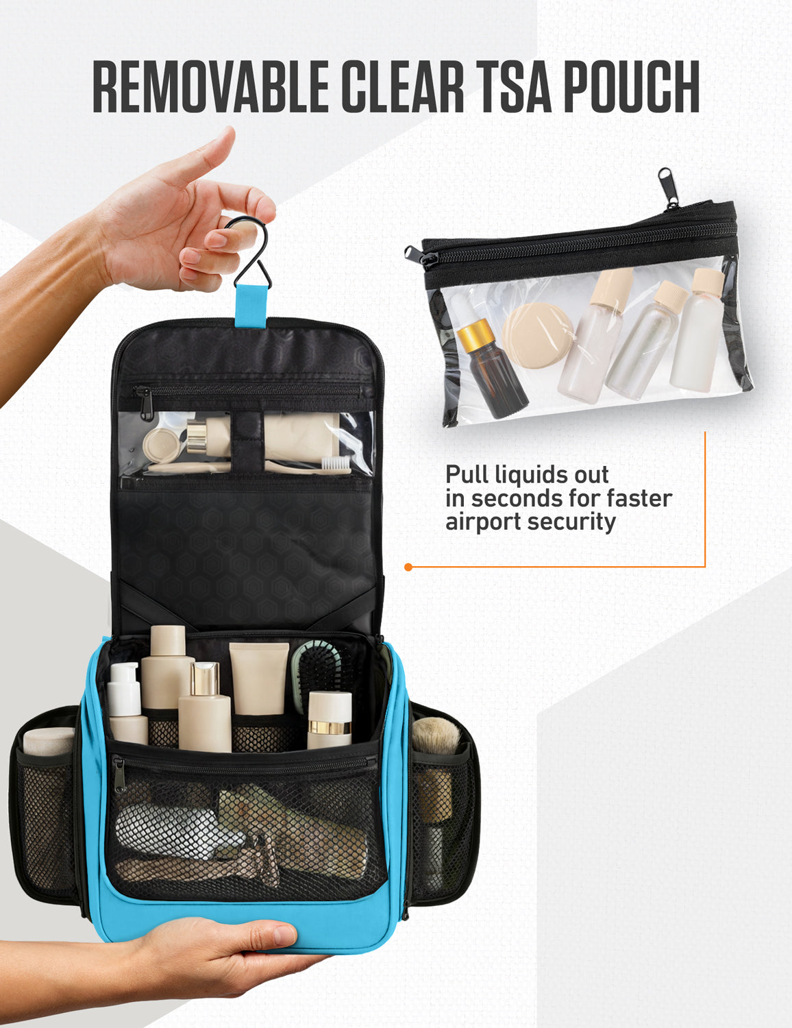 Unisex Hanging Toiletry Bag – Water-Resistant, TSA Bag & Swivel Hook