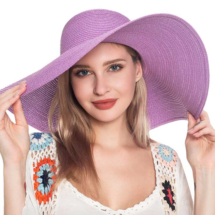 Solid Floppy Straw Sun Hat – Wide Brim, UV Protection, Packable & Crushable