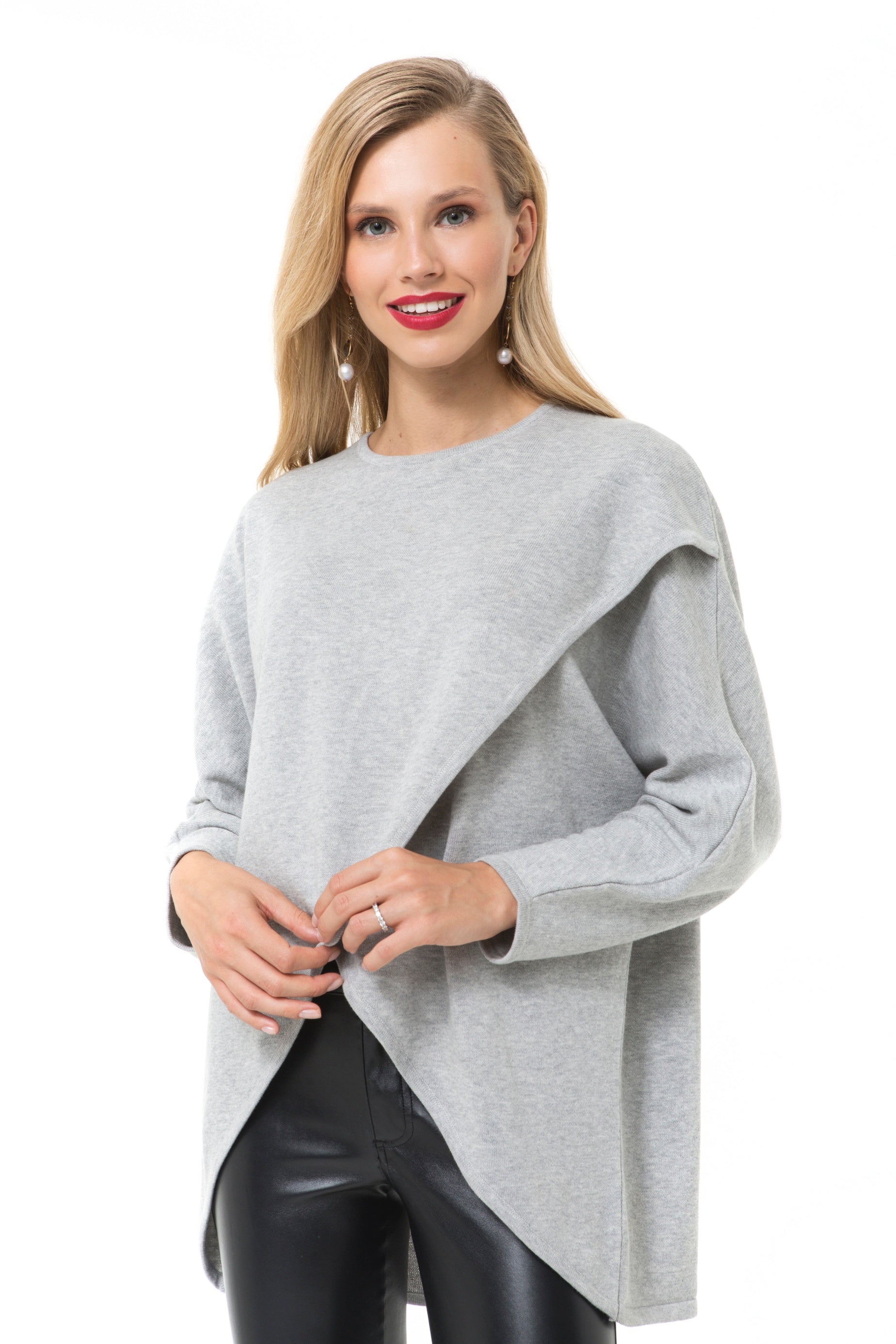 Maternity & Nursing Crossover Knit Top – 100% Cotton
