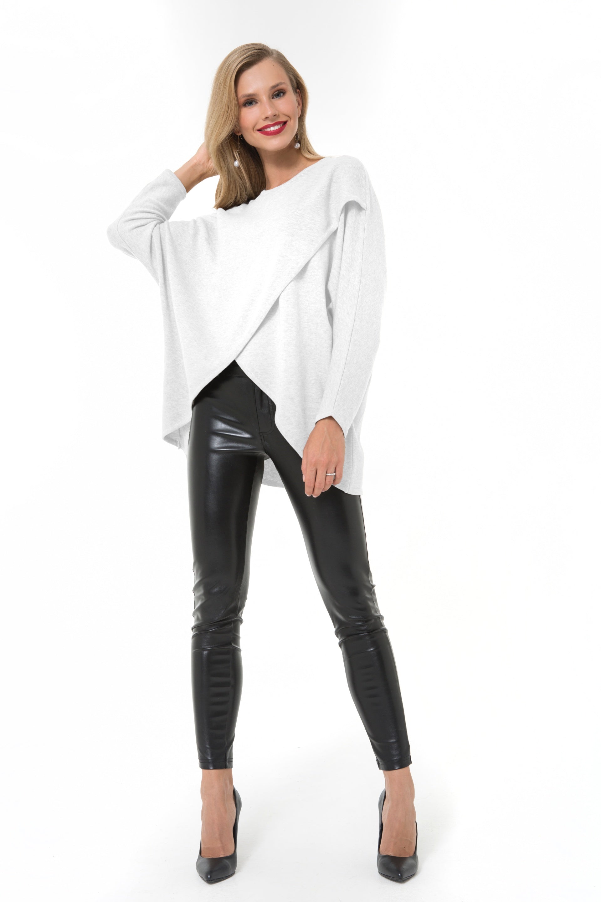 Maternity & Nursing Crossover Knit Top – 100% Cotton
