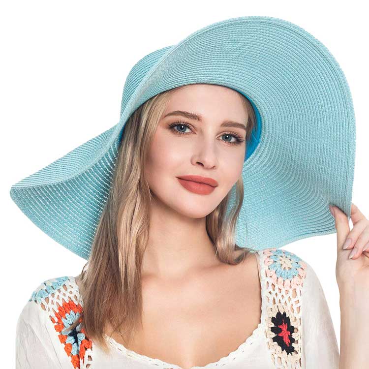 Solid Floppy Straw Sun Hat – Wide Brim, UV Protection, Packable & Crushable