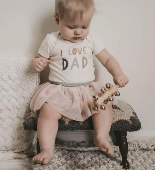 Macrame Baby Swing + Love Dad Bodysuit Bundle – Organic Cotton Gift Set