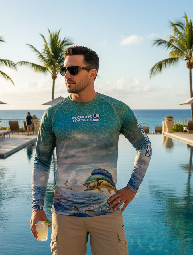 Hook & Tackle Bull Dolphin Performance Fishing Shirt – UPF 97+ Sun Protection