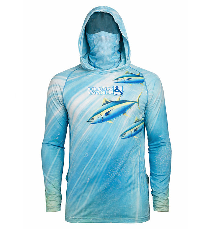Hook & Tackle Tuna Abyss Performance Angel-Kapuzenpullover – UPF 50+, Integrierter Nackenschutz | 90% Polyester/Spandex