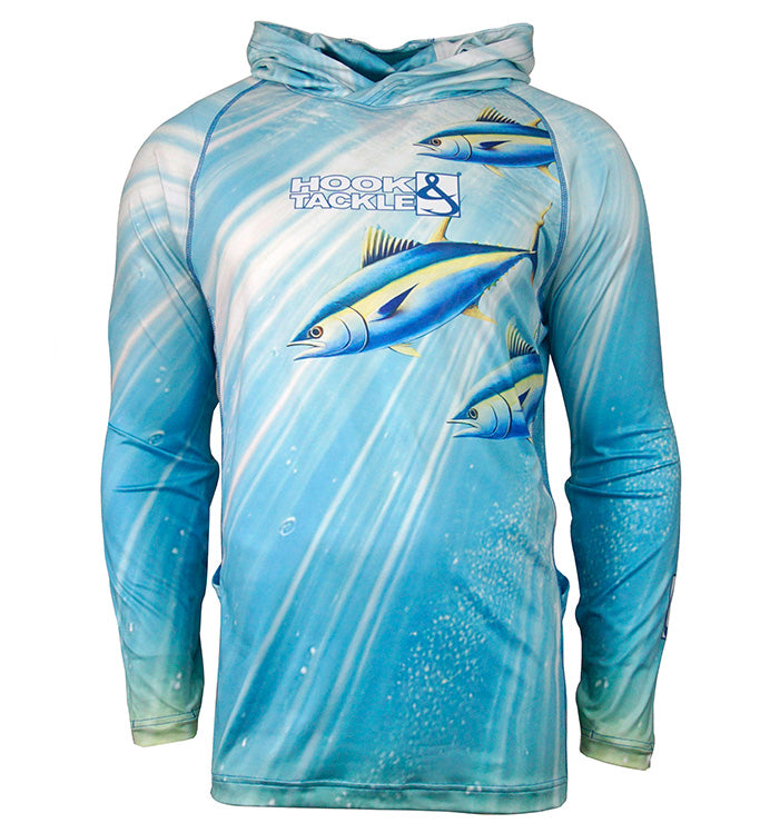 Hook & Tackle Tuna Abyss Performance Angel-Kapuzenpullover – UPF 50+, Integrierter Nackenschutz | 90% Polyester/Spandex