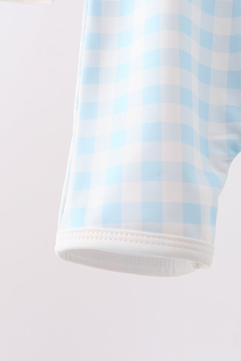 Girls' Blue Plaid UPF 50+ One-Piece Swimsuit