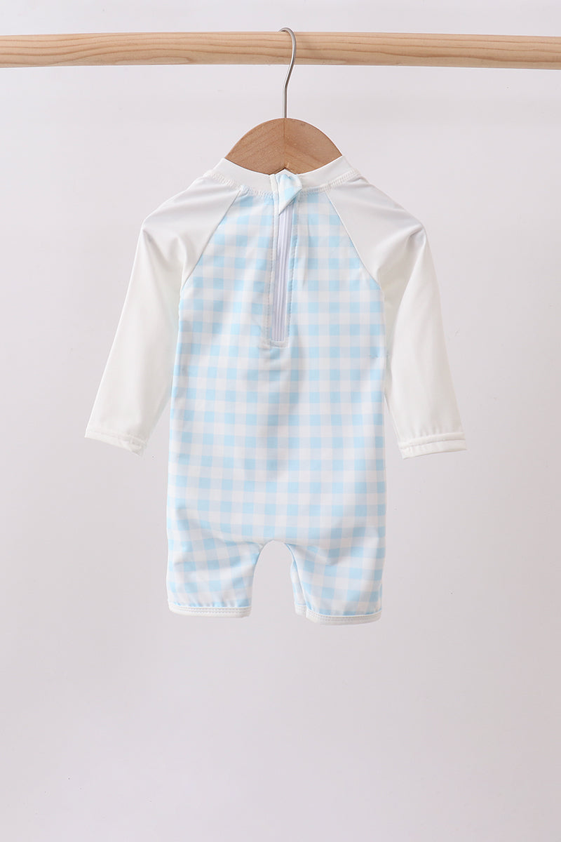 Girls' Blue Plaid UPF 50+ One-Piece Swimsuit