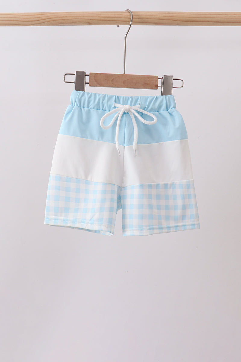 Boys' Blue Plaid UPF 50+ Swim Trunks – Toddler to Big Kid