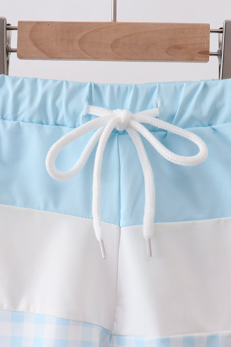 Boys' Blue Plaid UPF 50+ Swim Trunks – Toddler to Big Kid