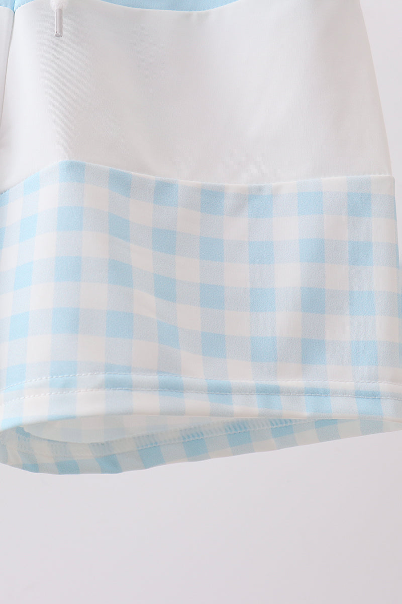 Boys' Blue Plaid UPF 50+ Swim Trunks – Toddler to Big Kid