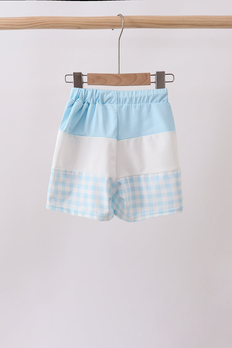 Boys' Blue Plaid UPF 50+ Swim Trunks – Toddler to Big Kid