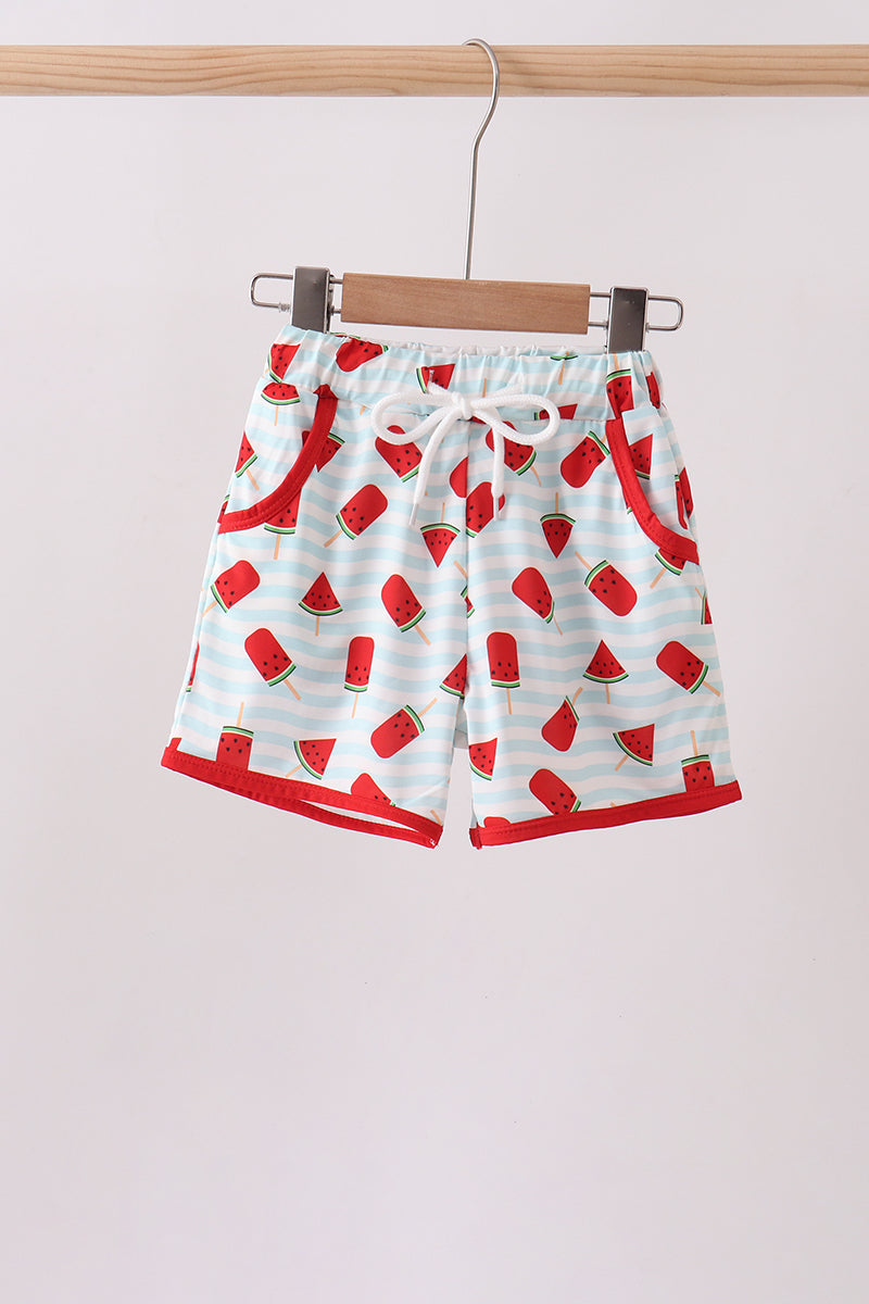 Boys' Red Watermelon UPF 50+ Swim Trunks