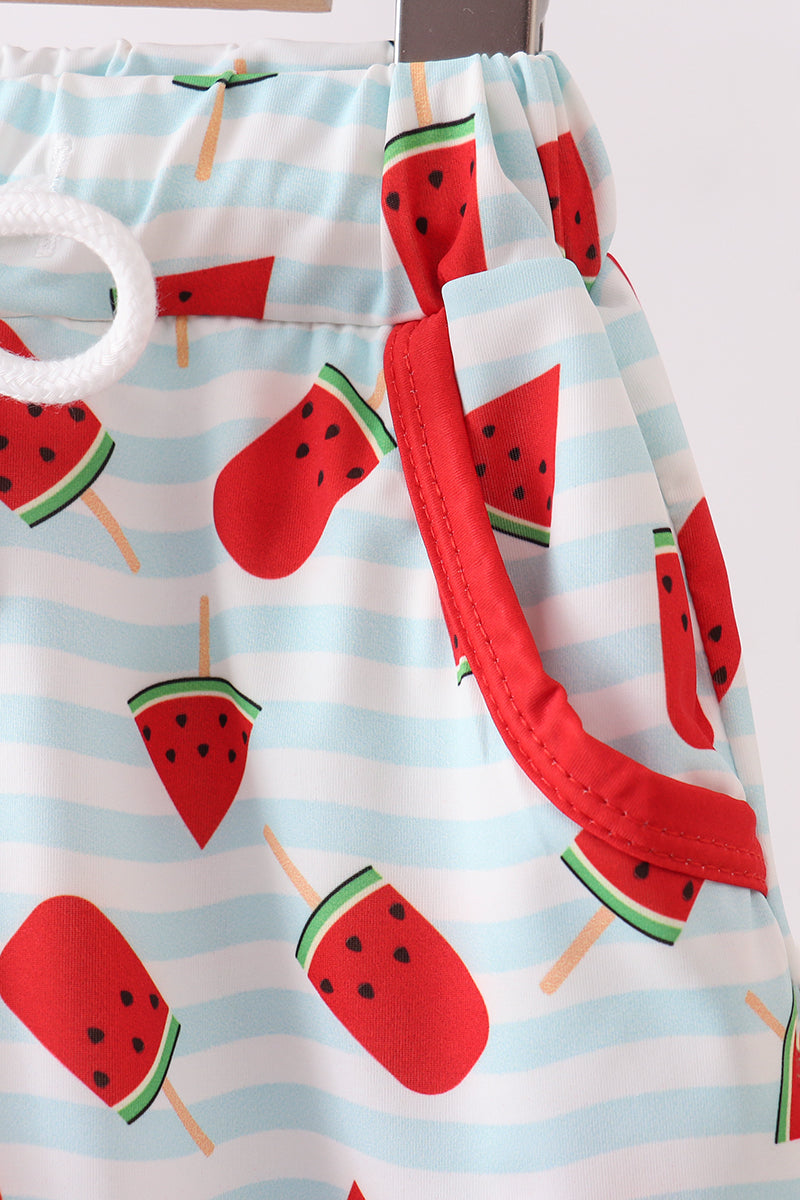 Boys' Red Watermelon UPF 50+ Swim Trunks