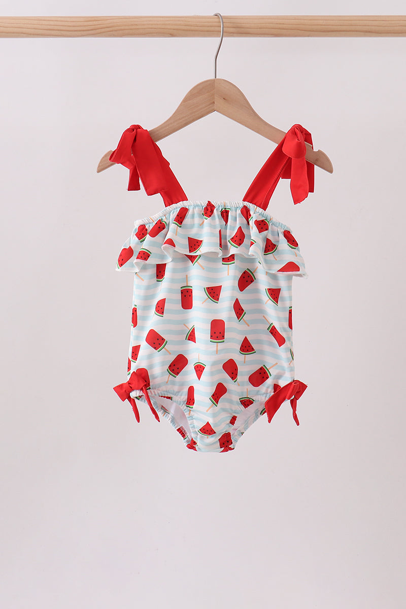 Girls' Red Watermelon UPF 50+ One-Piece Swimsuit – Toddler to Big Kid