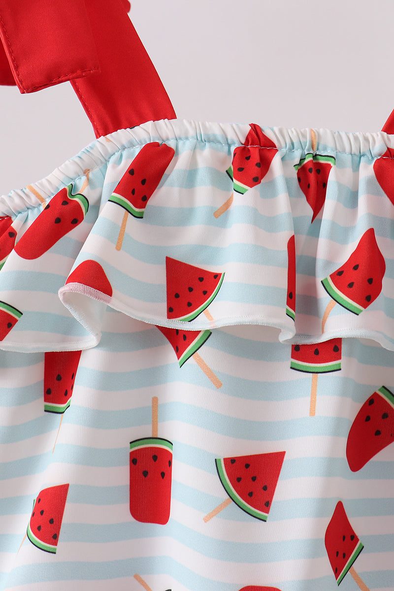 Girls' Red Watermelon UPF 50+ One-Piece Swimsuit – Toddler to Big Kid