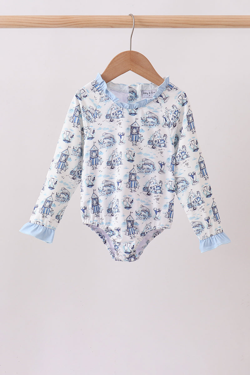 Kids' Blue Beach UPF 50+ Rashguard
