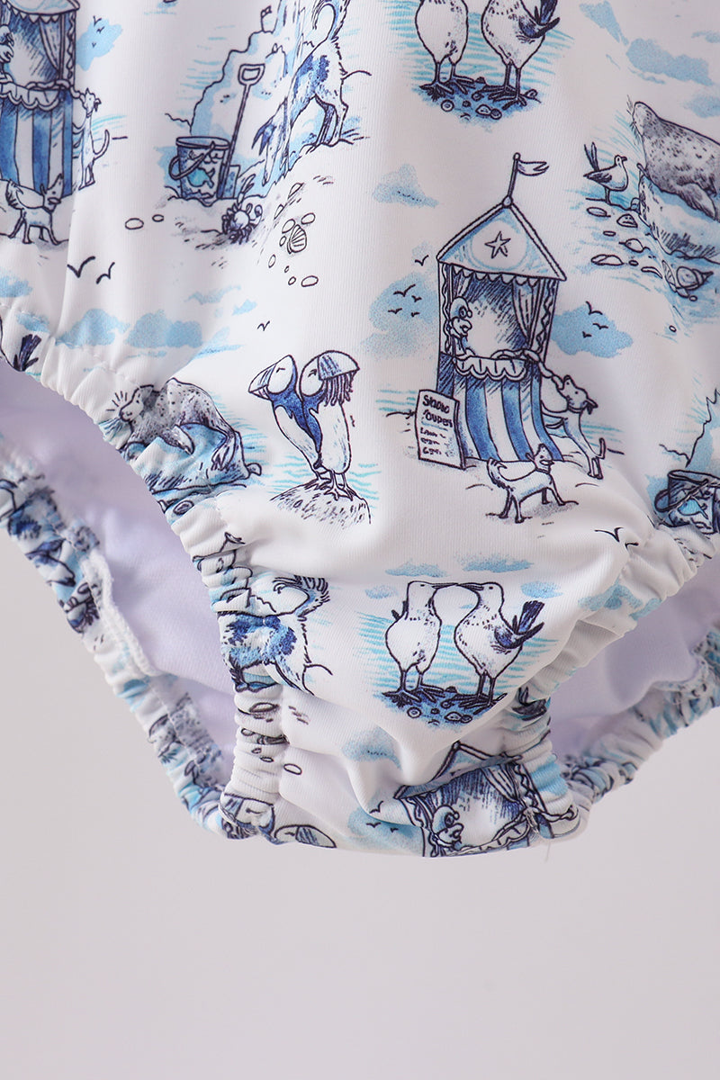 Kids' Blue Beach UPF 50+ Rashguard
