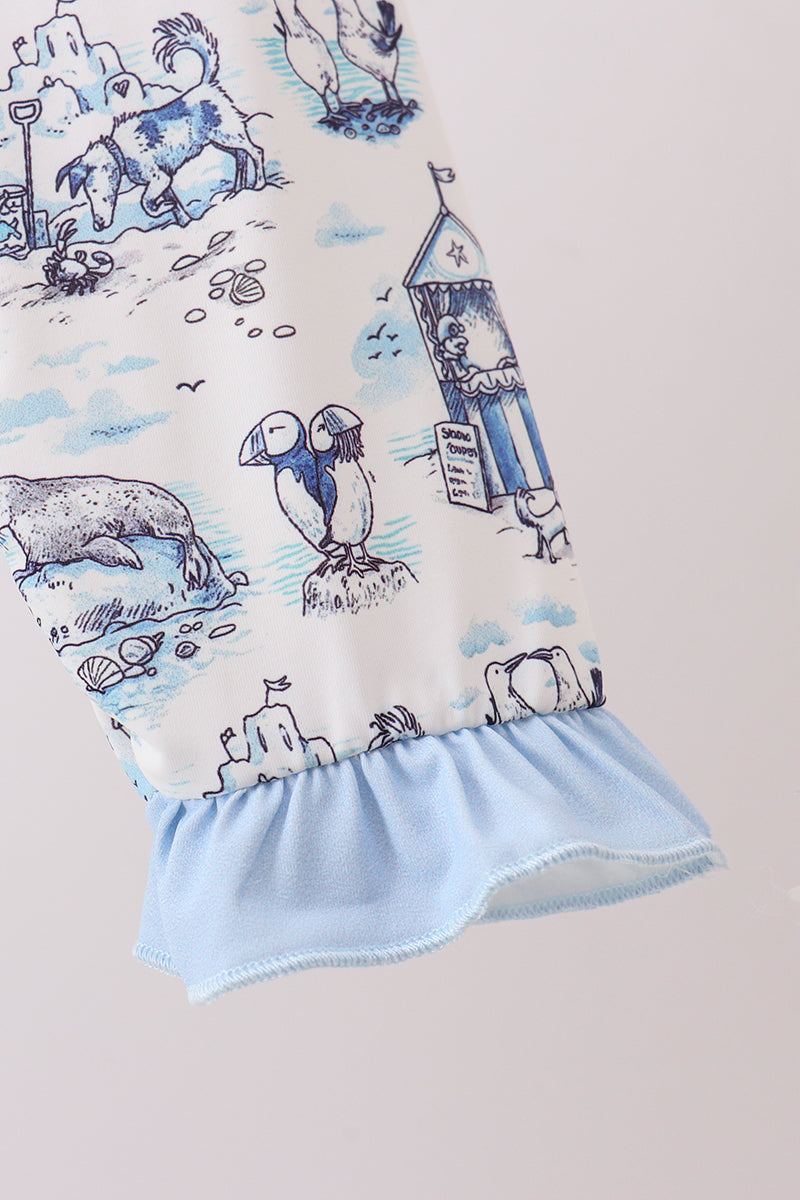 Kids' Blue Beach UPF 50+ Rashguard