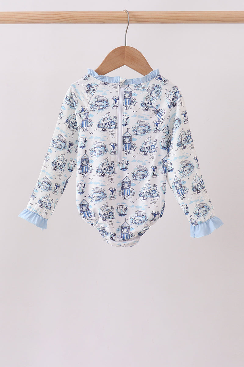 Kids' Blue Beach UPF 50+ Rashguard