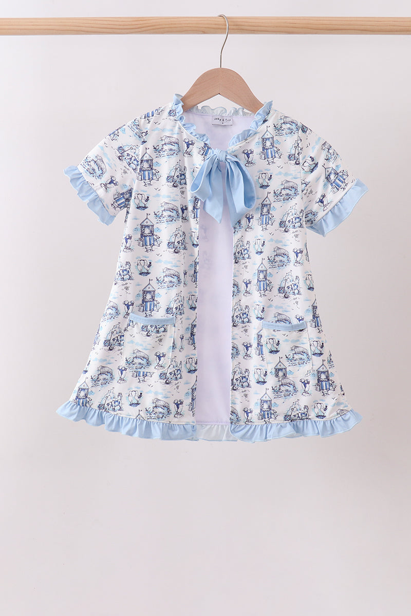 Girls' Blue Beach UPF 50+ Swim Coverup